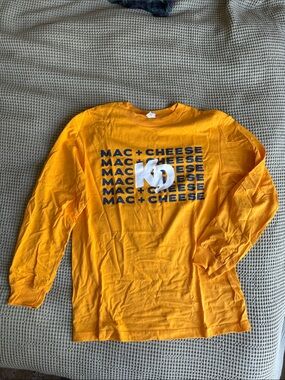 Kraft Dinner Long Sleeve Tee - yellow with Navy & White Graphic